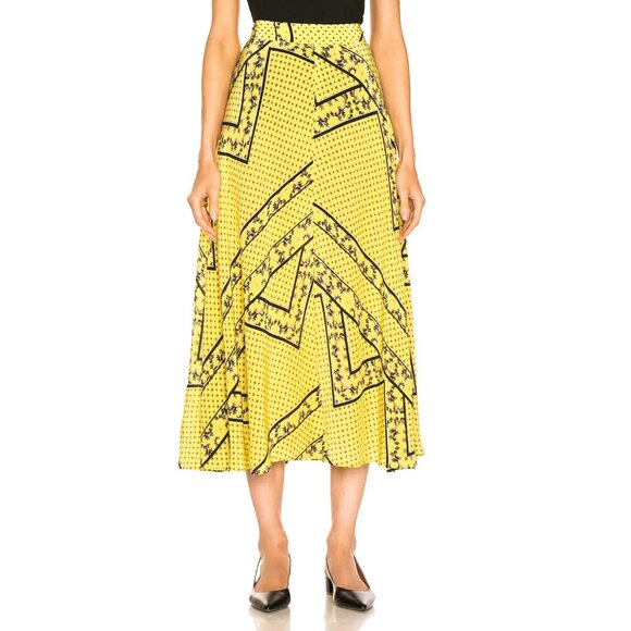 Ganni Silk Mix Maxi Skirt in Minion Yellow ASO Emily in Paris - Picture 4 of 11